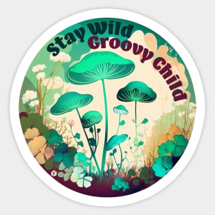 Stay Wild Groovy Child Mushroom Cottagecore Sticker